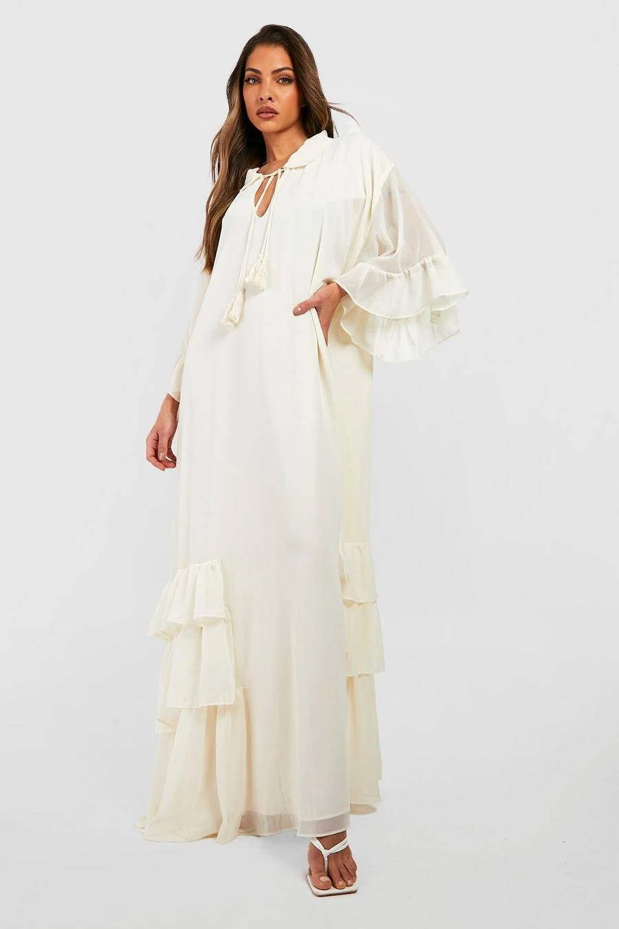 BOOHOO Ruffle Detail Smock Maxi Dress 3 BOOHOO Ruffle Detail Smock Maxi Dress - Image 3