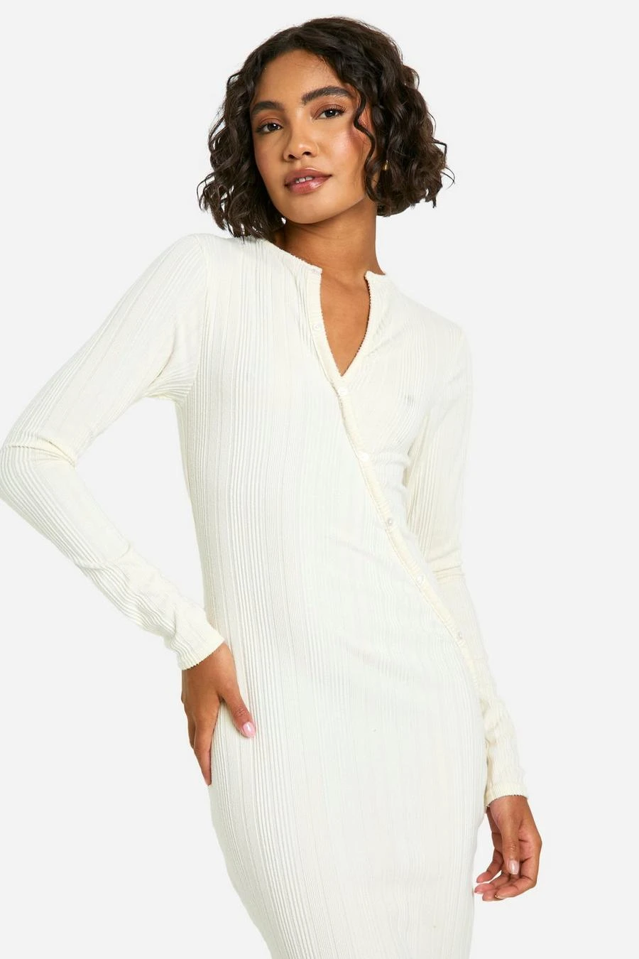 BOOHOO Tall Brushed Rib Button Down Maxi Dress 4 BOOHOO Tall Brushed Rib Button Down Maxi Dress - Image 4