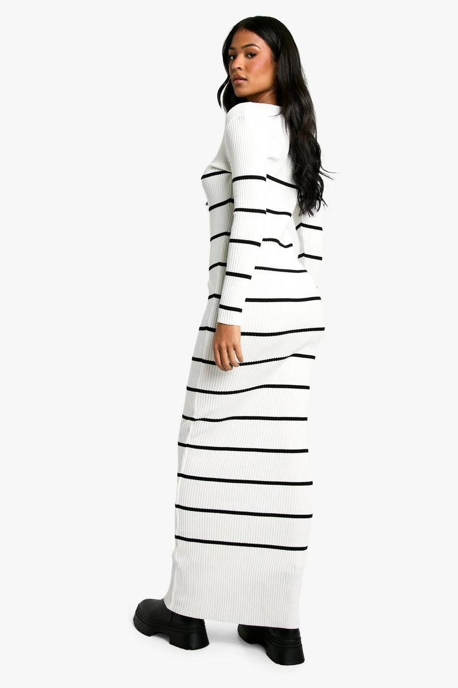 BOOHOO Tall Stripe Ribbed Knitted Maxi Dress 2 BOOHOO Tall Stripe Ribbed Knitted Maxi Dress - Image 2