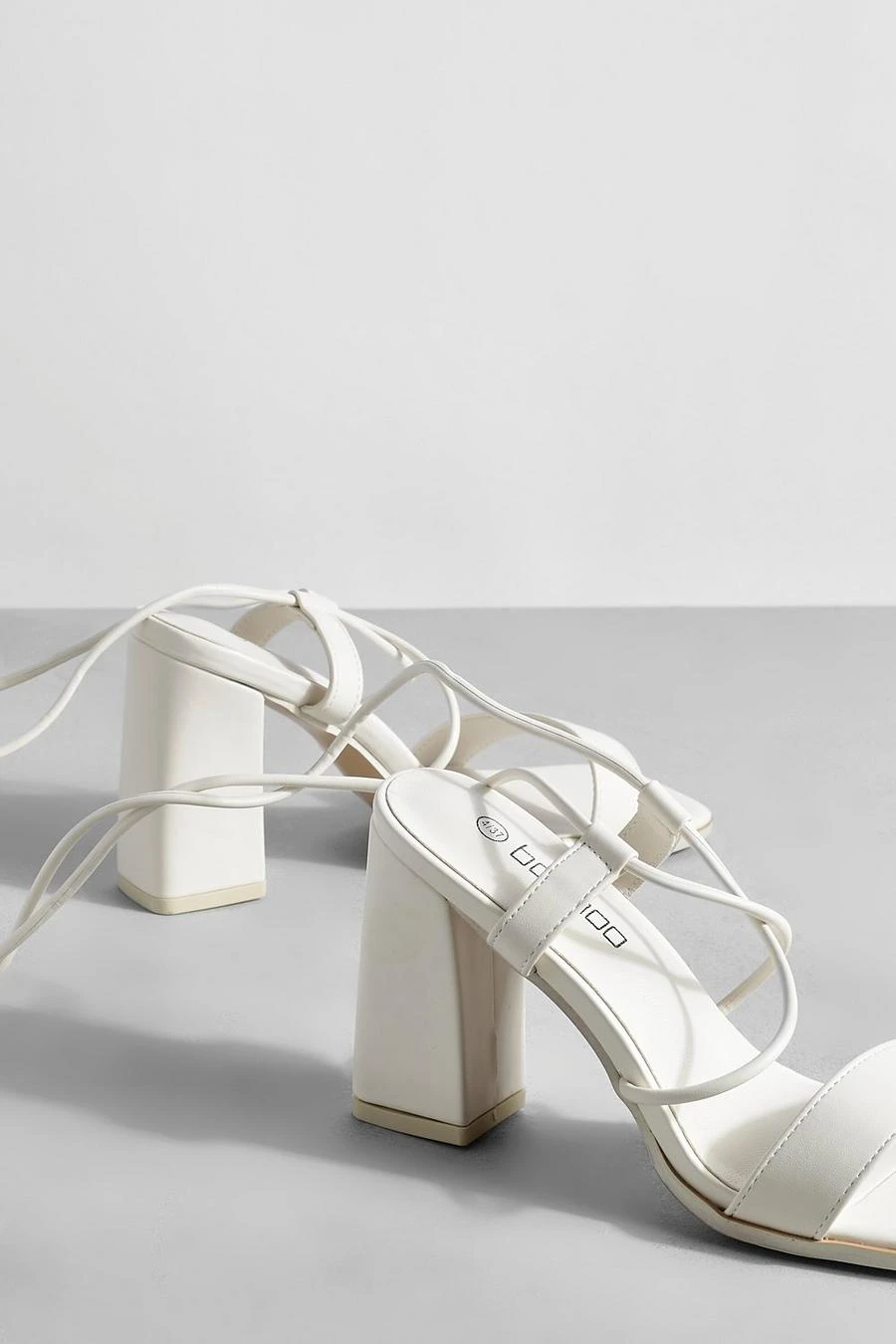 BOOHOO Tonal Block Heel Tie Up Sandals 4 BOOHOO Tonal Block Heel Tie Up Sandals - Image 4