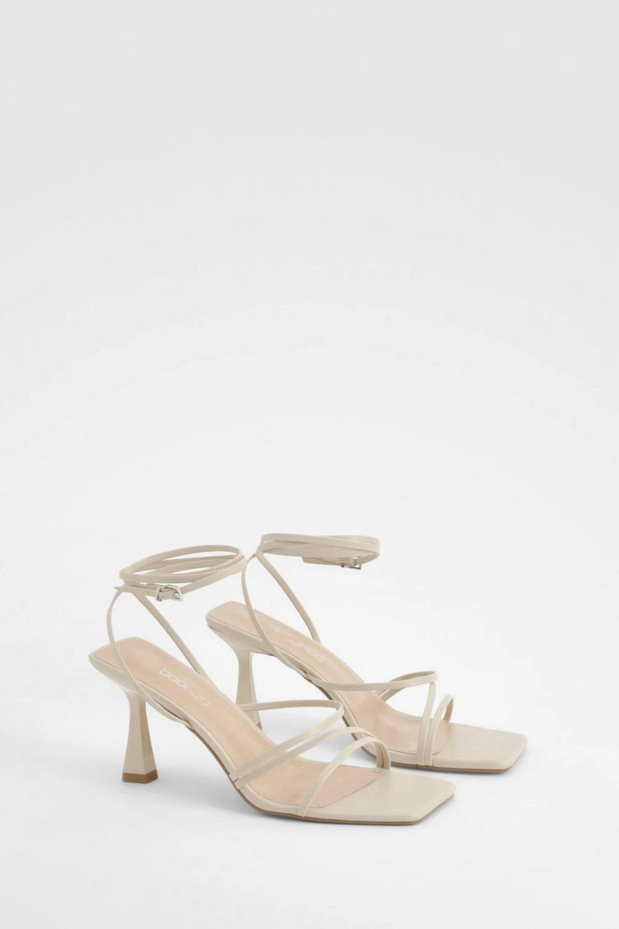 BOOHOO Wide Fit Strappy Mid Height Heels 1 BOOHOO Wide Fit Strappy Mid Height Heels