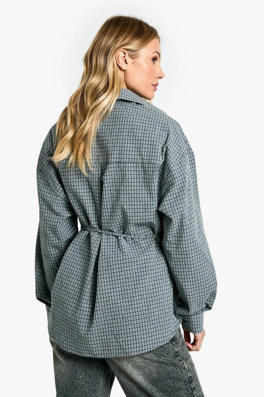 BOOHOO Maternity Oversized Fine Check Shirt 2 BOOHOO Maternity Oversized Fine Check Shirt - Image 2