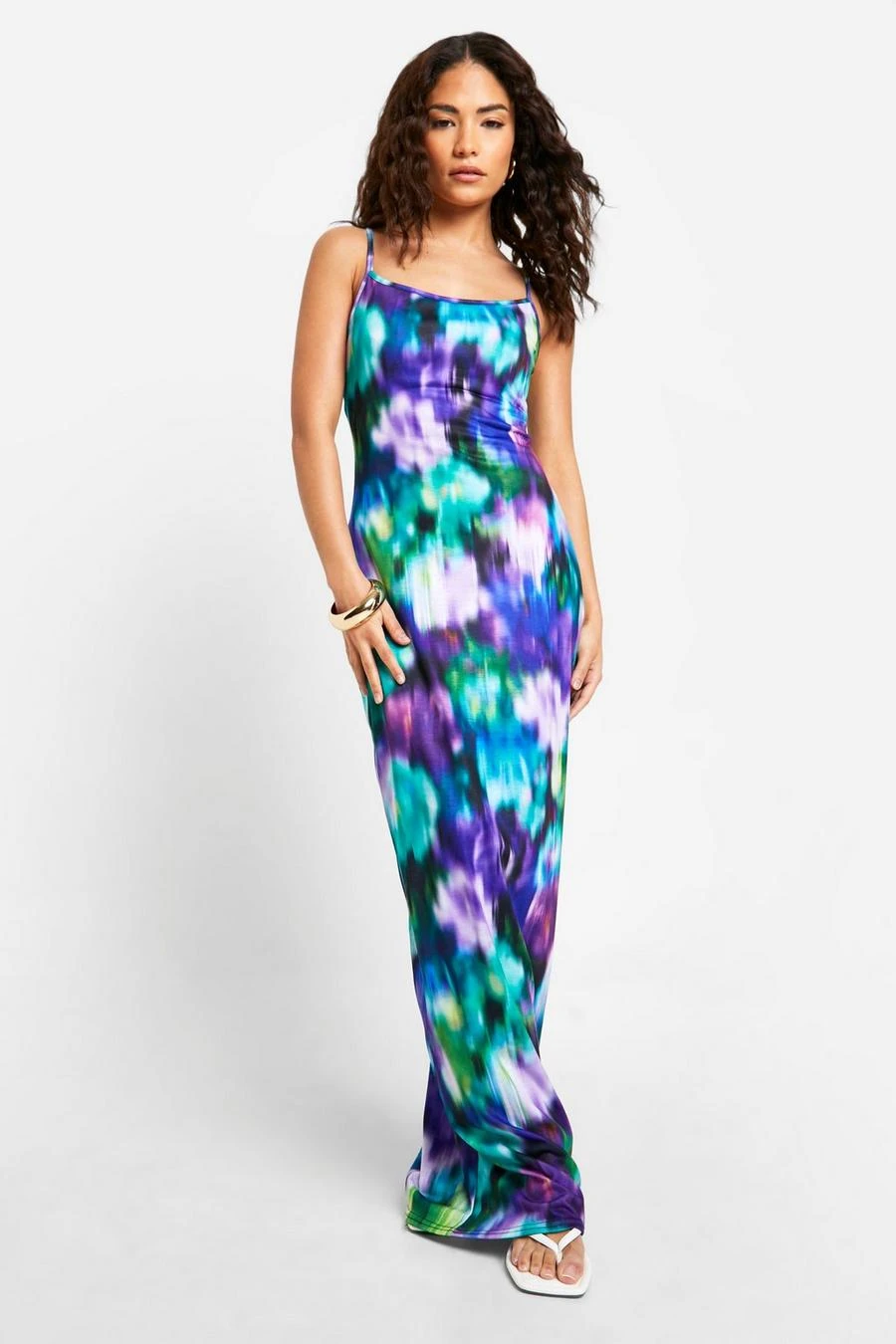 BOOHOO Petite Blurred Floral Maxi Dress 1 BOOHOO Petite Blurred Floral Maxi Dress
