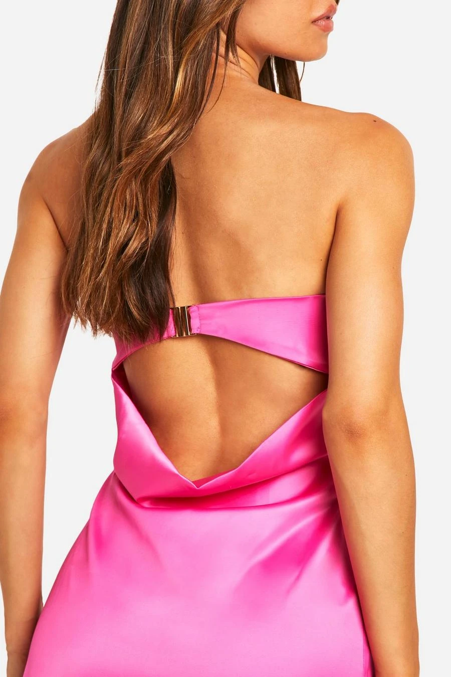 BOOHOO Tall Heavy Satin Bandeau Cowl Back Maxi Dress 4 BOOHOO Tall Heavy Satin Bandeau Cowl Back Maxi Dress - Image 4