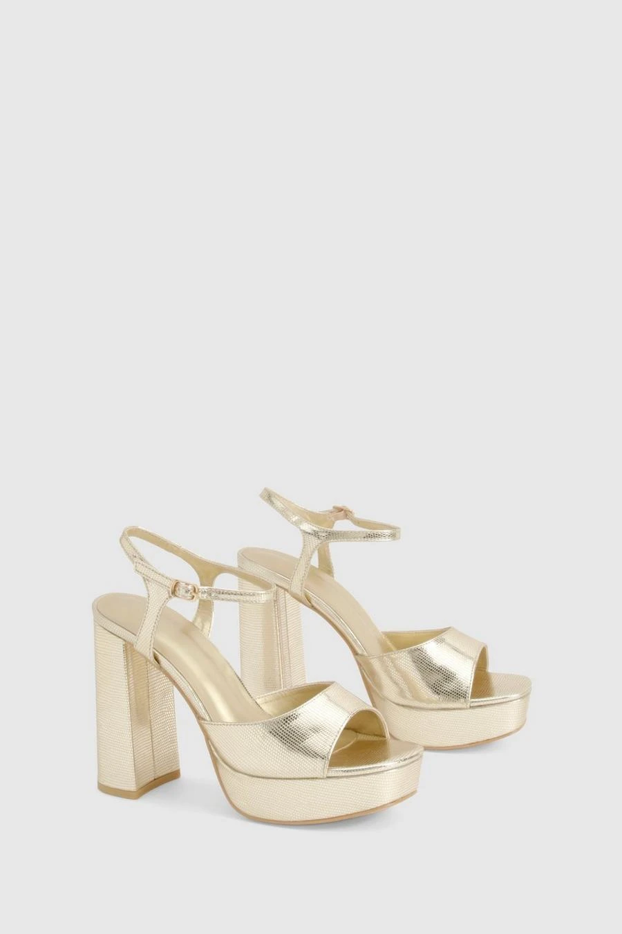 BOOHOO Gold Snake Platform Heels 2 BOOHOO Gold Snake Platform Heels - Image 2