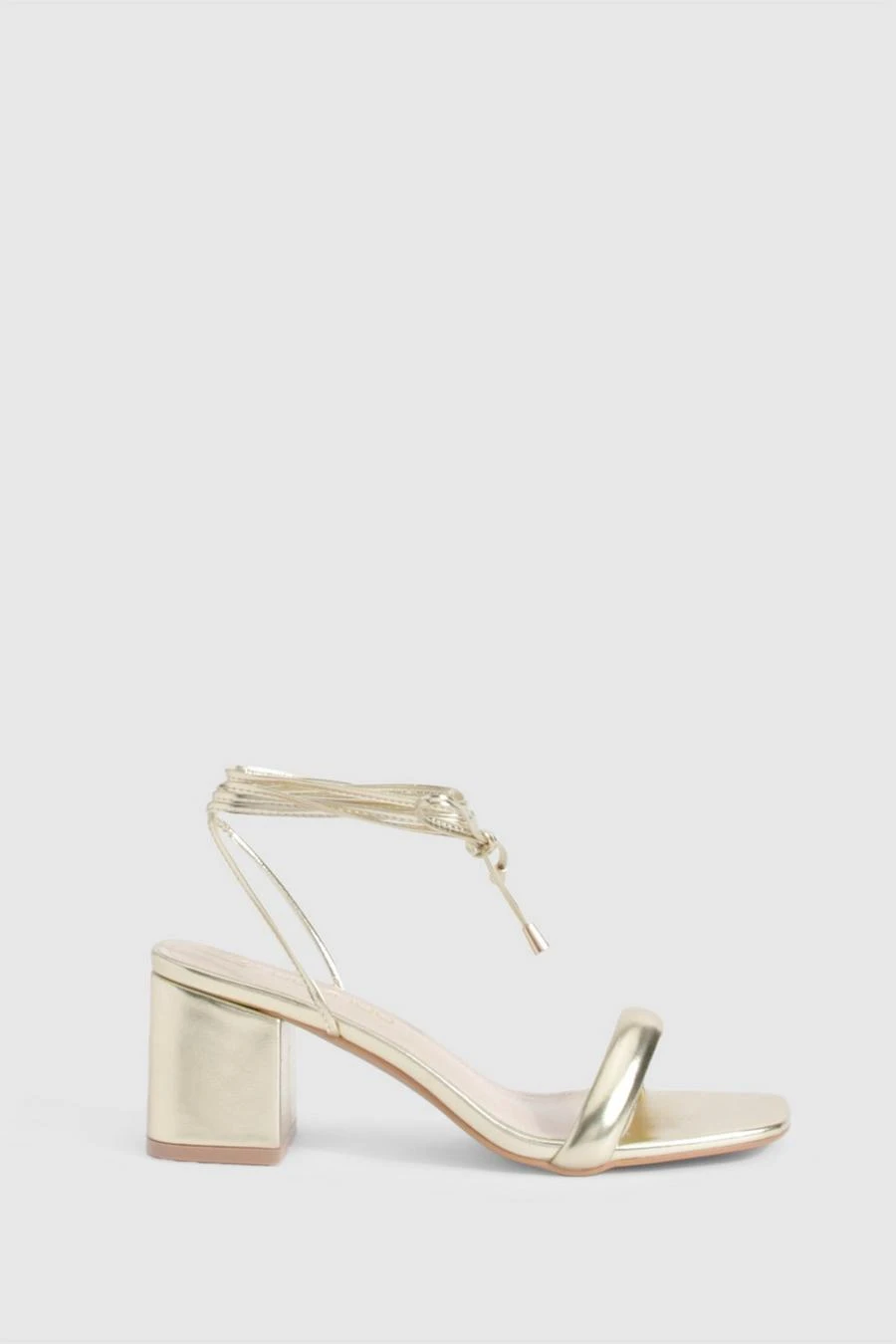 BOOHOO Metallic Low Block Wrap Up Heels 3 BOOHOO Metallic Low Block Wrap Up Heels - Image 3