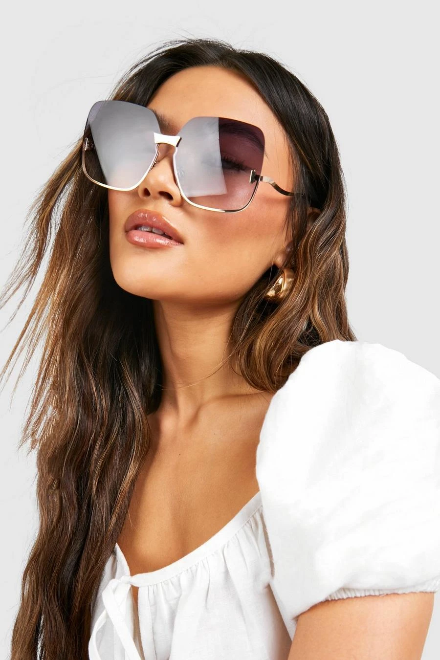 BOOHOO Oversized Metal Trim Sunglasses 1 BOOHOO Oversized Metal Trim Sunglasses