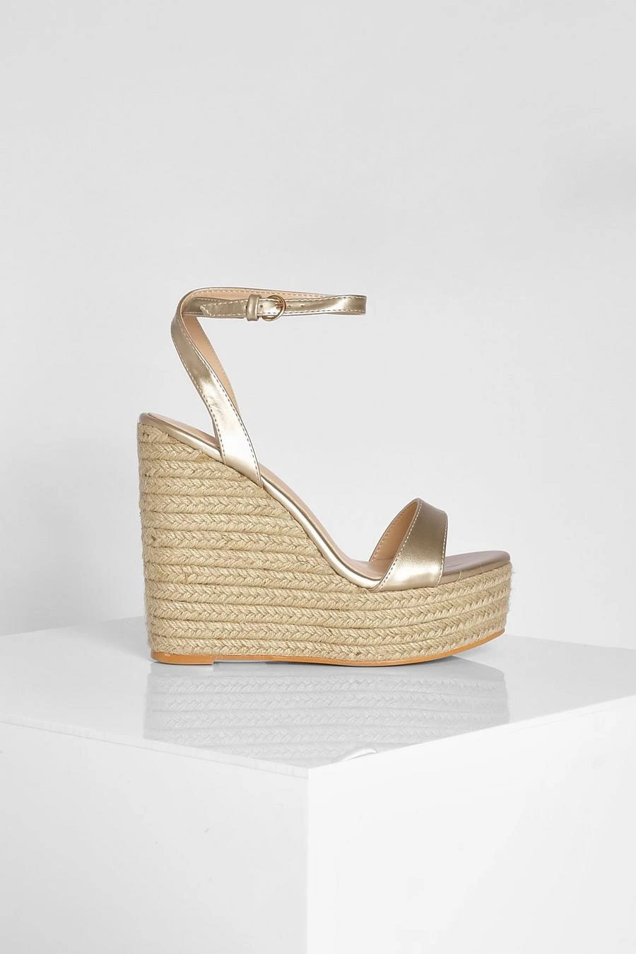 BOOHOO Wide Fit Metallic Barely There High Wedge 3 BOOHOO Wide Fit Metallic Barely There High Wedge - Image 3
