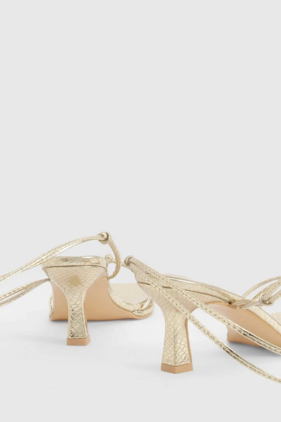 BOOHOO Wide Fit Metallic Croc Strappy Heels 3 BOOHOO Wide Fit Metallic Croc Strappy Heels - Image 3