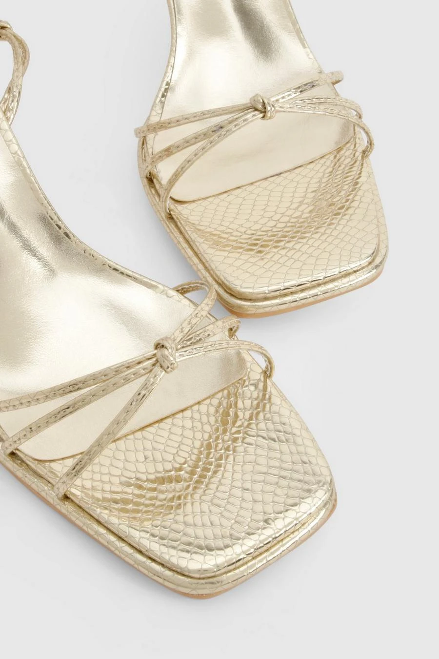 BOOHOO Wide Fit Metallic Croc Strappy Heels 4 BOOHOO Wide Fit Metallic Croc Strappy Heels - Image 4