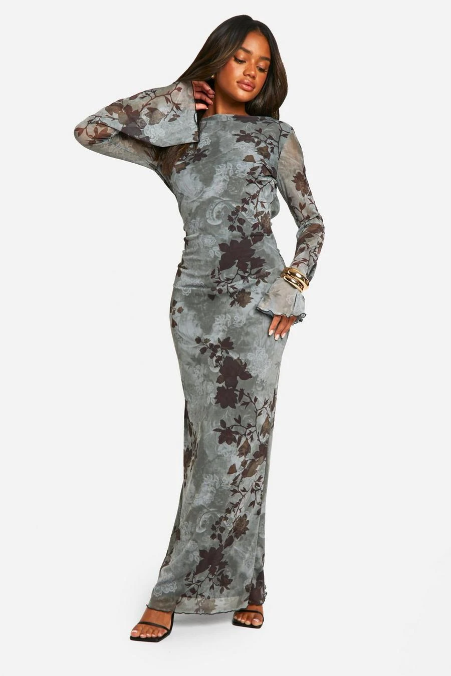 BOOHOO Blur Floral Scoop Back Maxi Dress 1 BOOHOO Blur Floral Scoop Back Maxi Dress