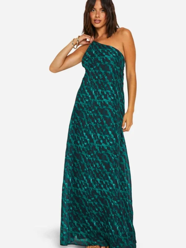 BamBam Fashion Shop -BamBam Fashion Shop female green printed assymteric maxi dress