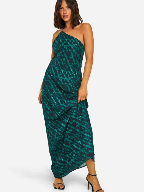 BamBam Fashion Shop -BamBam Fashion Shop female green printed assymteric maxi dress 1 2