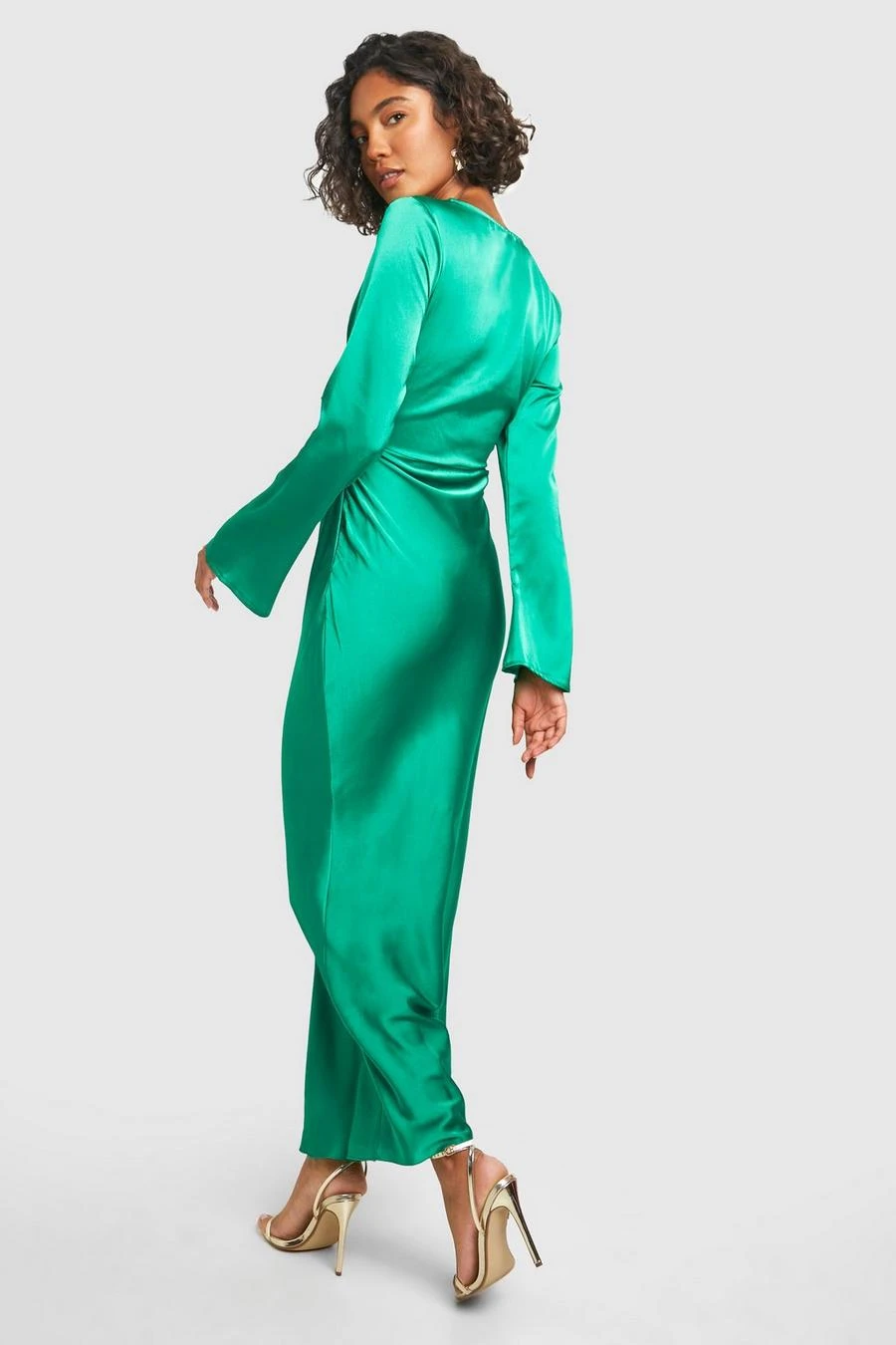 BOOHOO Tall Satin Tie Front Maxi Dress 2 BOOHOO Tall Satin Tie Front Maxi Dress - Image 2