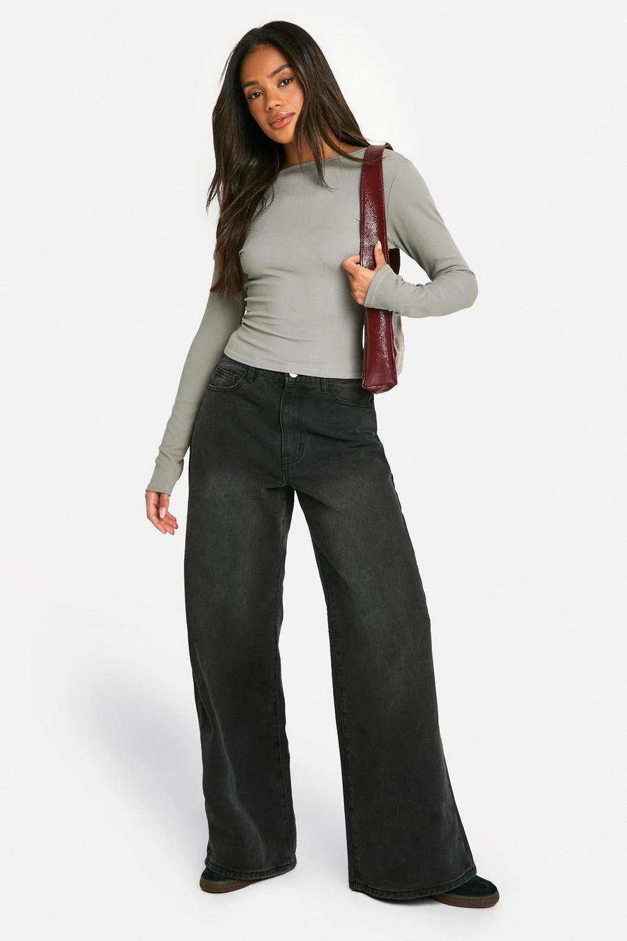 BOOHOO Rib Open Back Long Sleeve Top 3 BOOHOO Rib Open Back Long Sleeve Top - Image 3