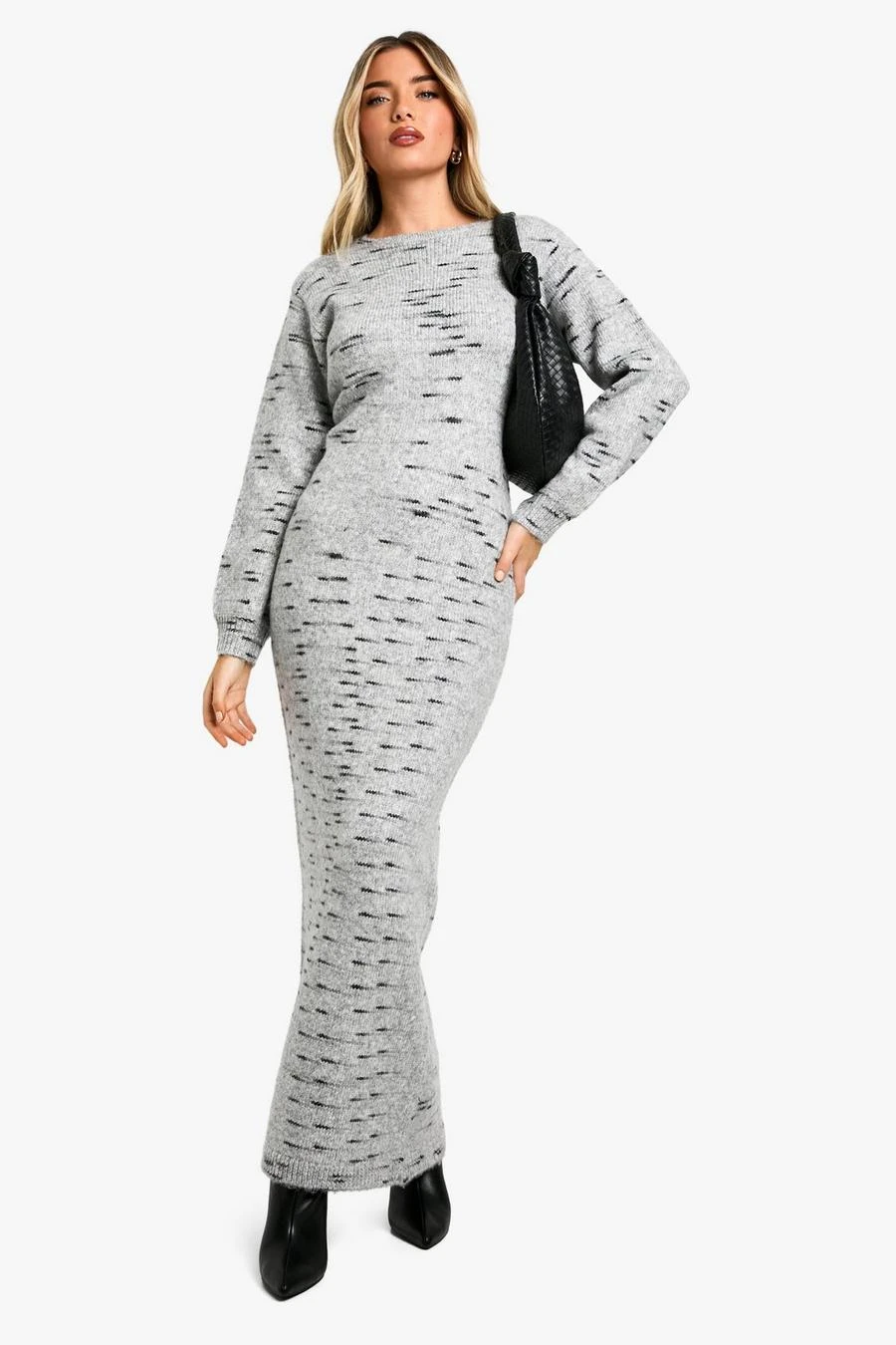BOOHOO Soft Knit Marl Knitted Maxi Dress 1 BOOHOO Soft Knit Marl Knitted Maxi Dress