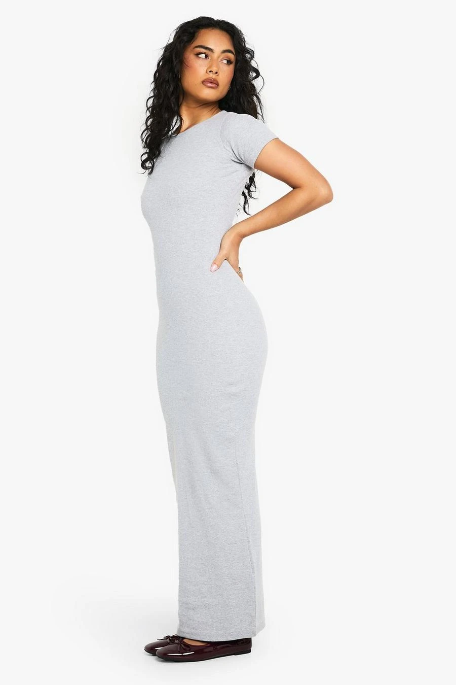 BOOHOO Basic Rib Short Sleeve Maxi 3 BOOHOO Basic Rib Short Sleeve Maxi - Image 3
