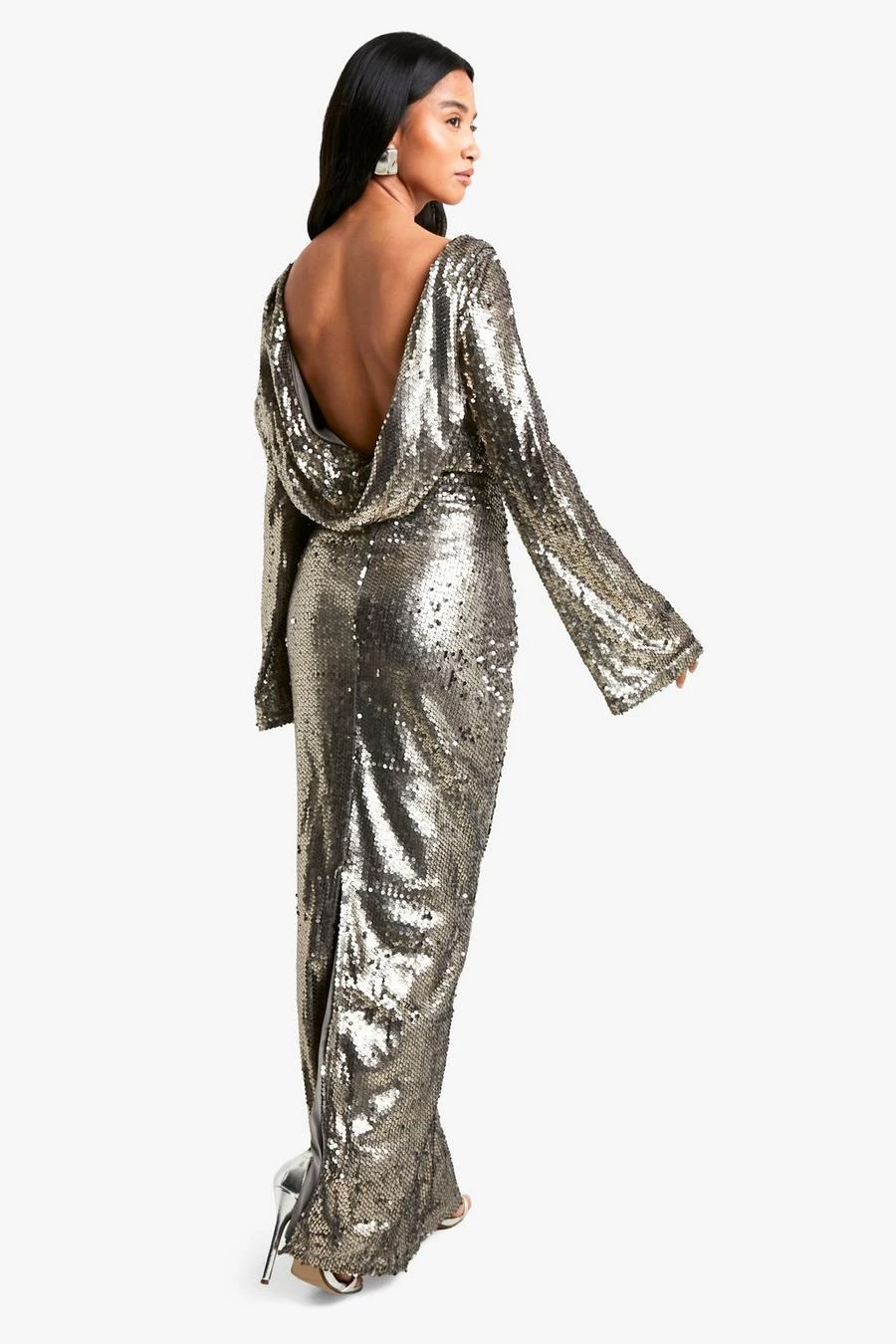 BOOHOO Petite Sequin Cowl Back Maxi Dress 2 BOOHOO Petite Sequin Cowl Back Maxi Dress - Image 2