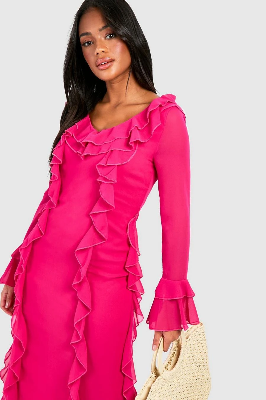 BOOHOO Ruffle Detail Midaxi Dress 4 BOOHOO Ruffle Detail Midaxi Dress - Image 4