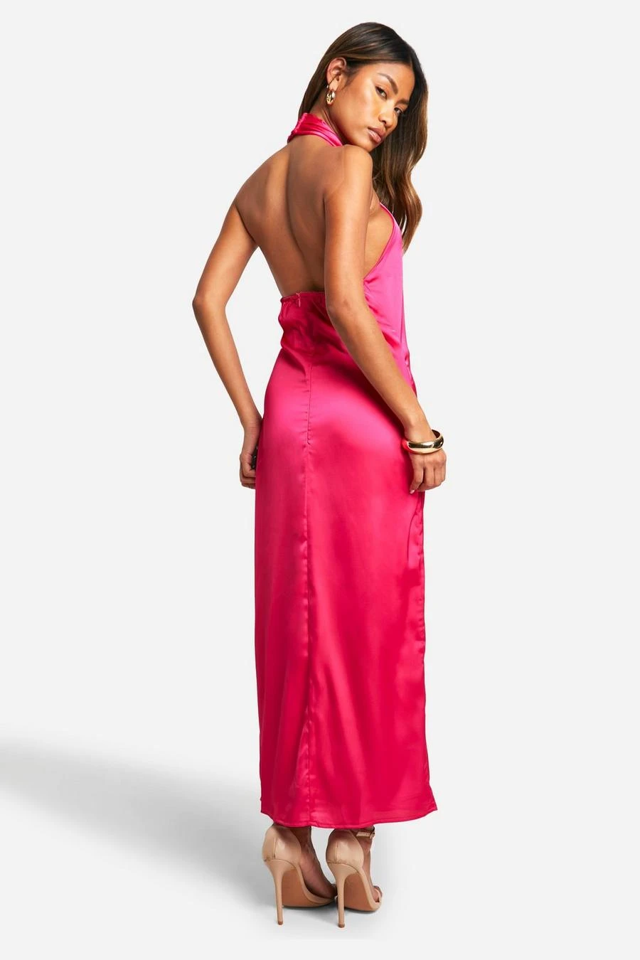 BOOHOO Satin Twist Neck Midaxi Dress 2 BOOHOO Satin Twist Neck Midaxi Dress - Image 2