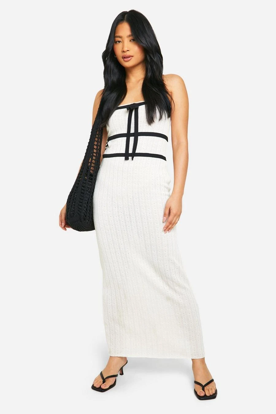 BOOHOO Petite Knit Contrast Binding Bandeau Maxi Dress 3 BOOHOO Petite Knit Contrast Binding Bandeau Maxi Dress - Image 3