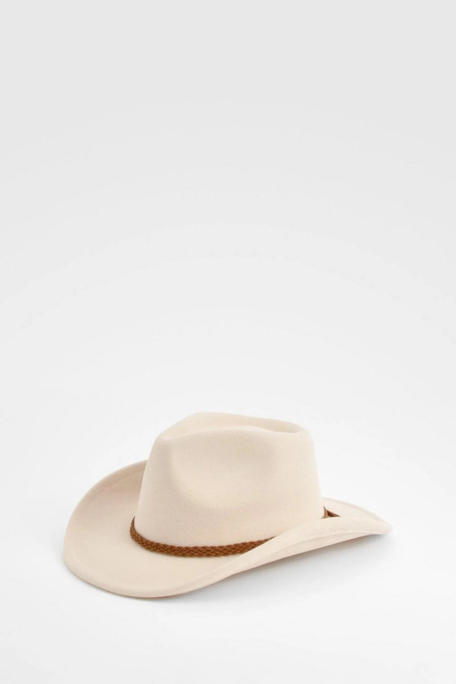 BOOHOO Plaited Detail Western Cowboy Hat 2 BOOHOO Plaited Detail Western Cowboy Hat - Image 2