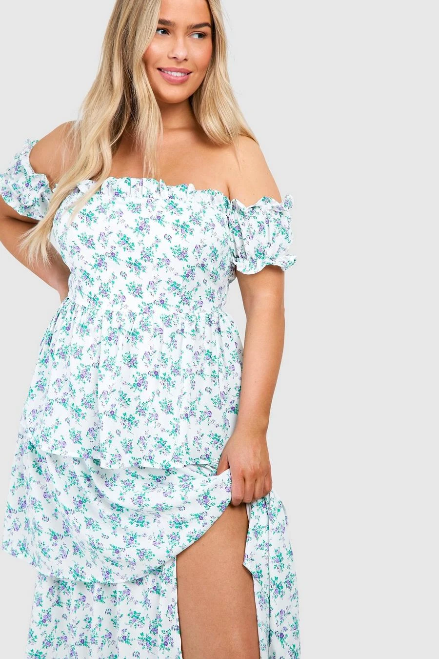 BOOHOO Plus Off The Shoulder Ruffle Maxi Dress 3 BOOHOO Plus Off The Shoulder Ruffle Maxi Dress - Image 3