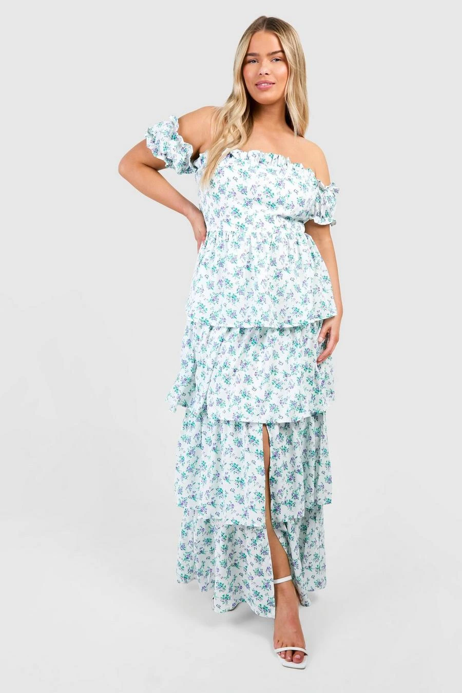 BOOHOO Plus Off The Shoulder Ruffle Maxi Dress 1 BOOHOO Plus Off The Shoulder Ruffle Maxi Dress