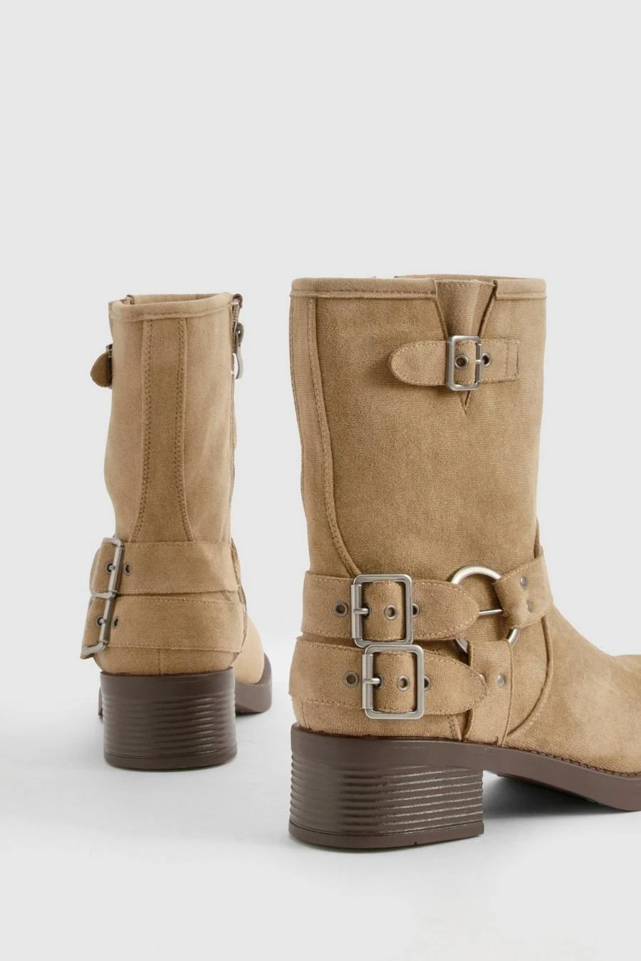 BOOHOO Faux Suede Buckle Detail Boot 4 BOOHOO Faux Suede Buckle Detail Boot - Image 4