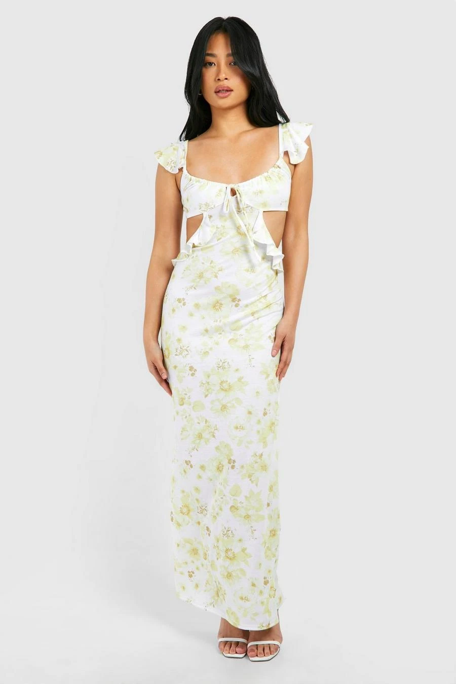 BOOHOO Petite Ruffle Detail Tie Back Maxi Dress 3 BOOHOO Petite Ruffle Detail Tie Back Maxi Dress - Image 3