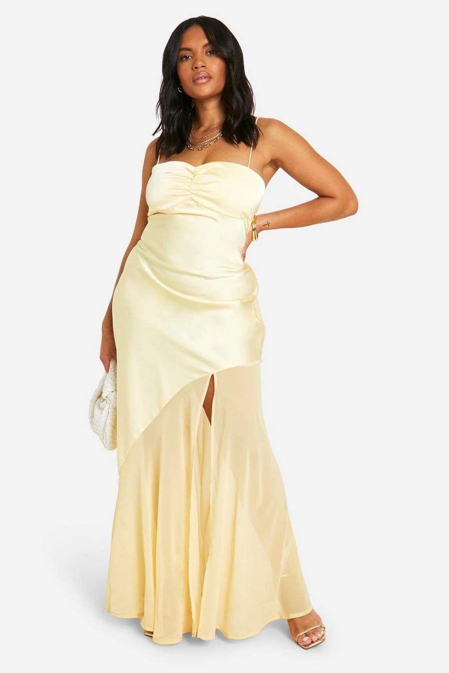 BOOHOO Plus Satin And Chiffon Mix Maxi Dress 3 BOOHOO Plus Satin And Chiffon Mix Maxi Dress - Image 3