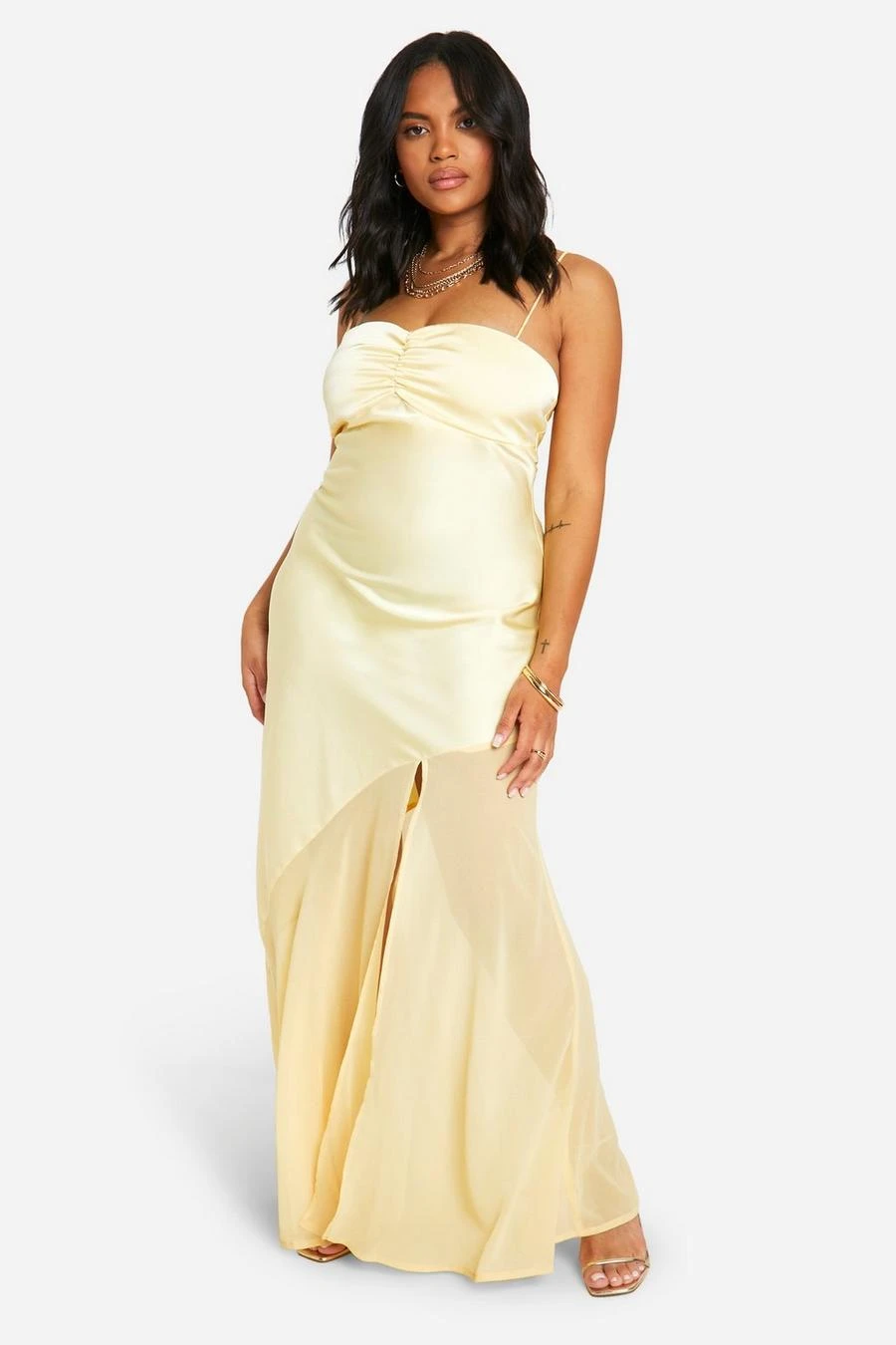 BOOHOO Plus Satin And Chiffon Mix Maxi Dress 1 BOOHOO Plus Satin And Chiffon Mix Maxi Dress
