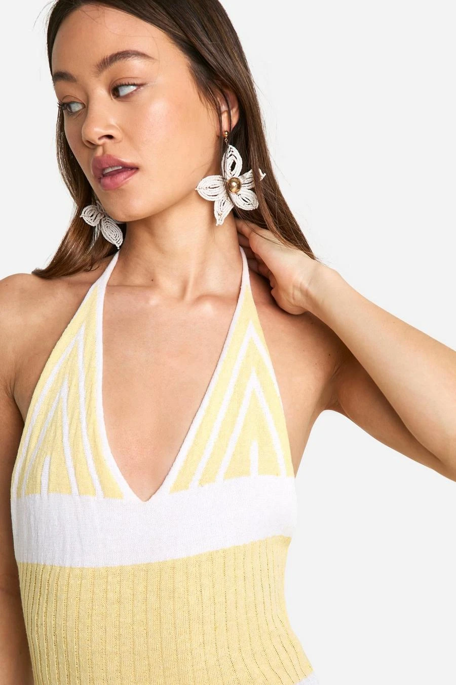 BOOHOO Tall Crochet Beach Halterneck Stripe Maxi Dress 4 BOOHOO Tall Crochet Beach Halterneck Stripe Maxi Dress - Image 4