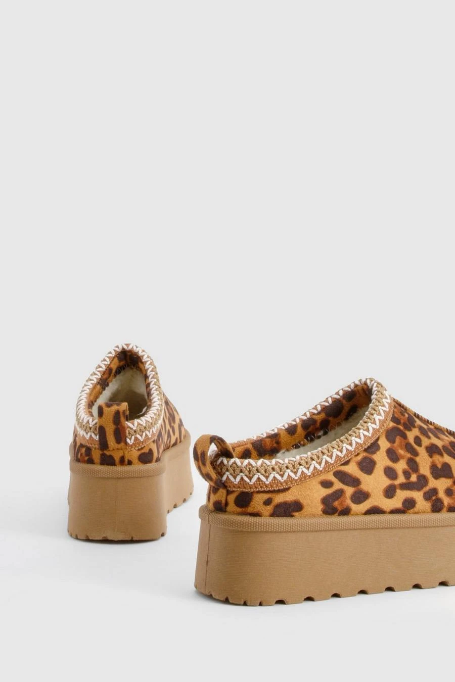 BOOHOO Embroidered Leopard Platform Cosy Mules 4 BOOHOO Embroidered Leopard Platform Cosy Mules - Image 4