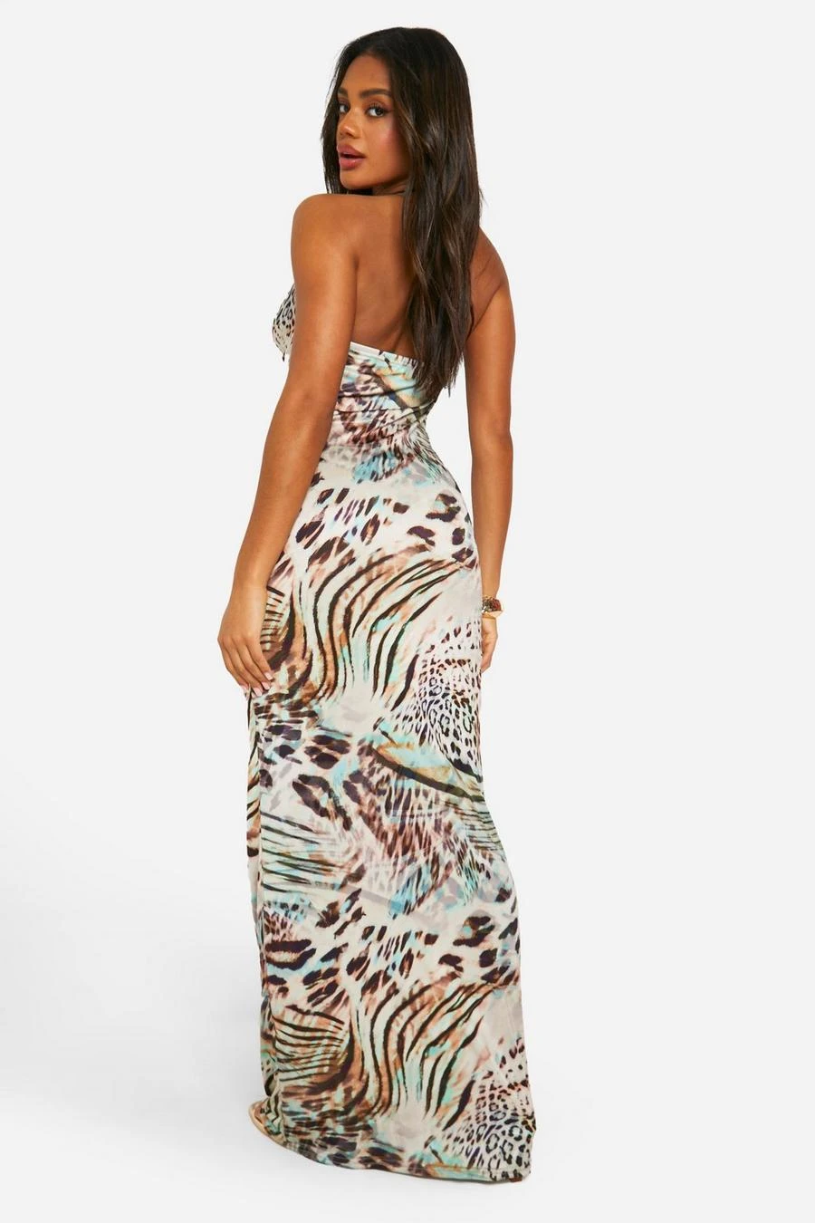 BOOHOO Leopard Cowl Neck Slinky Maxi Dress 2 BOOHOO Leopard Cowl Neck Slinky Maxi Dress - Image 2