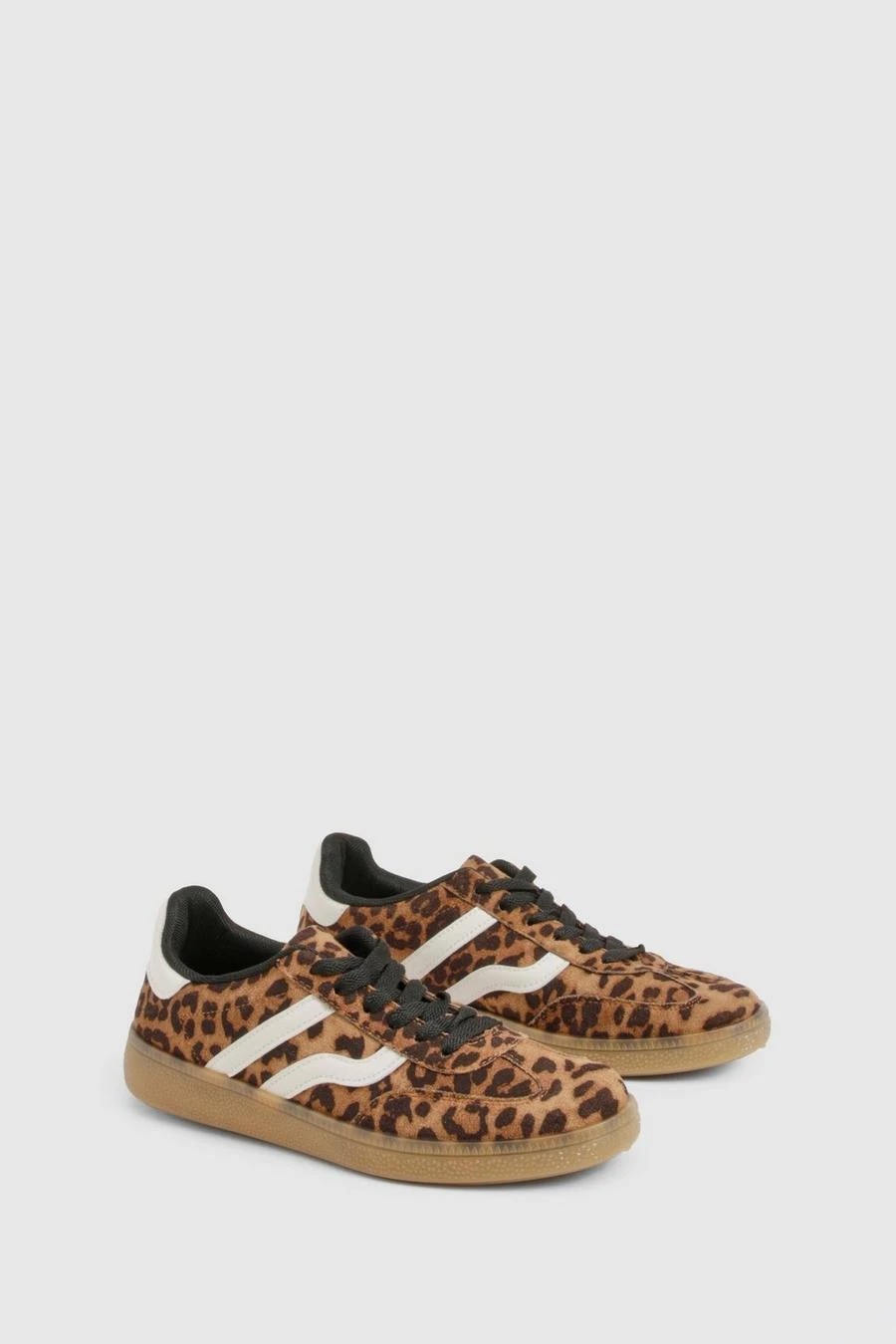 BOOHOO Leopard Print Gum Sole Striped Trainers 2 BOOHOO Leopard Print Gum Sole Striped Trainers - Image 2