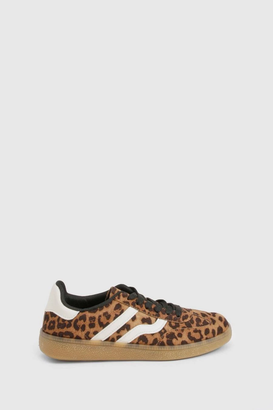 BOOHOO Leopard Print Gum Sole Striped Trainers 3 BOOHOO Leopard Print Gum Sole Striped Trainers - Image 3