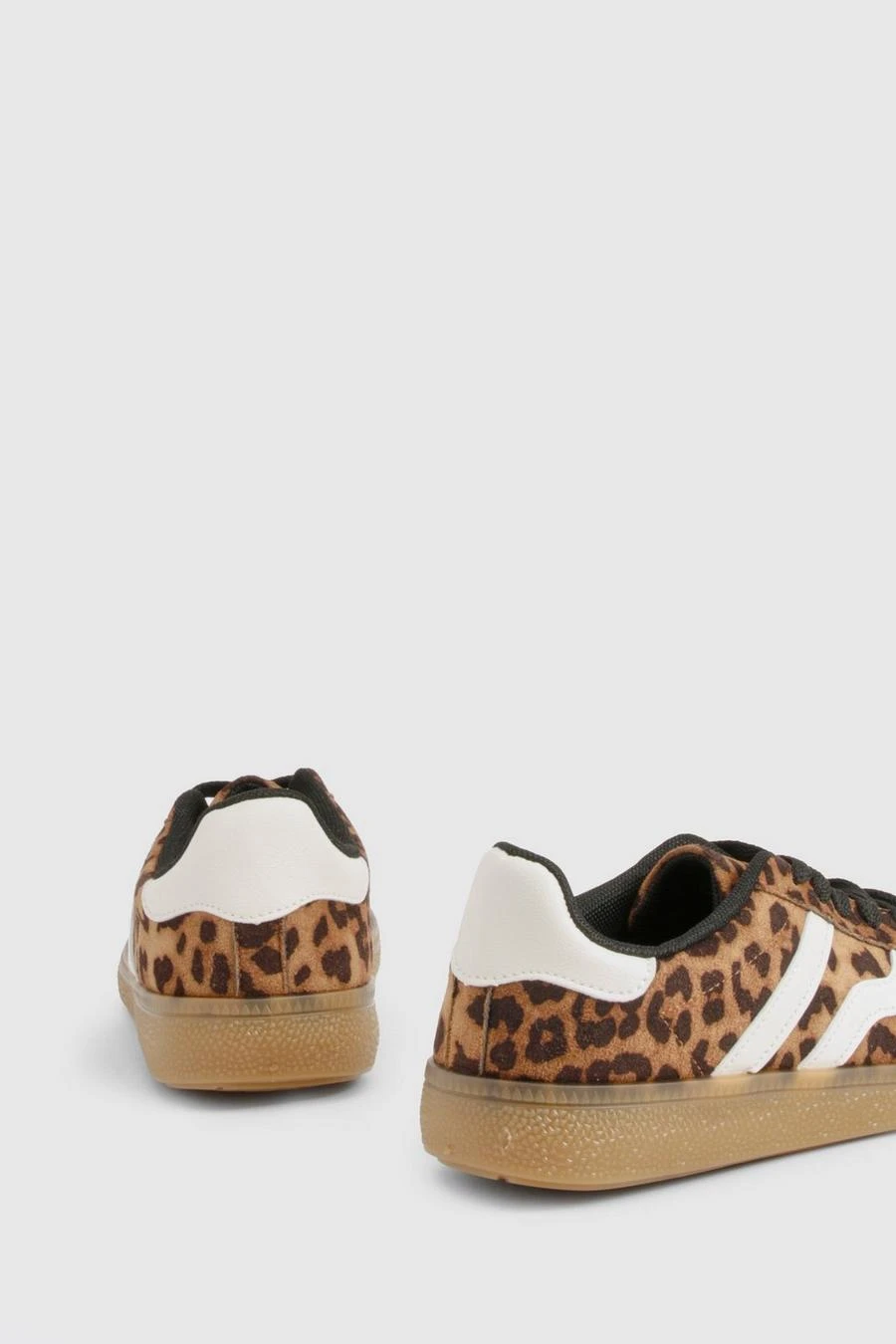 BOOHOO Leopard Print Gum Sole Striped Trainers 4 BOOHOO Leopard Print Gum Sole Striped Trainers - Image 4