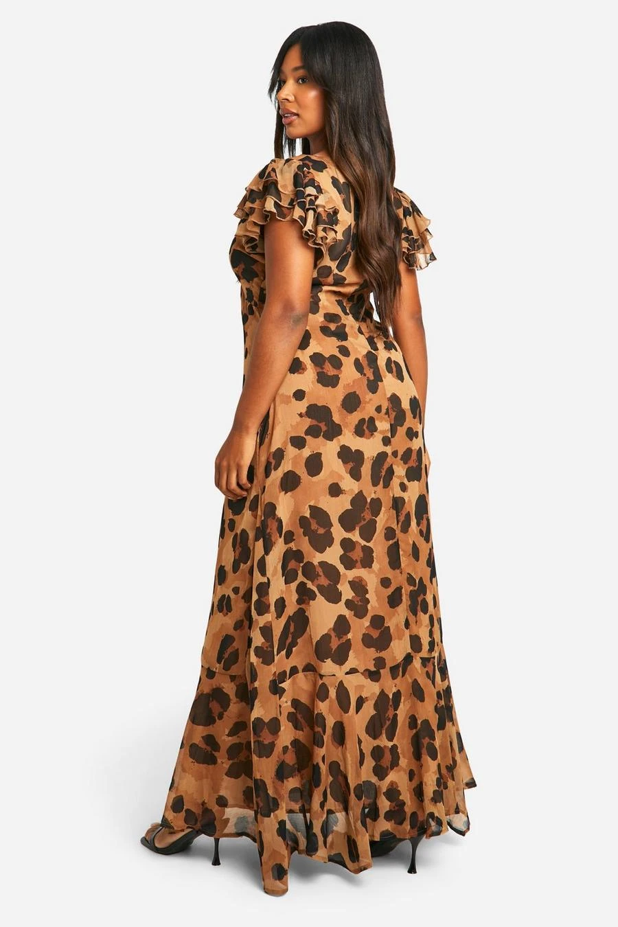 BOOHOO Plus Leopard Chiffon Ruffle Sleeve Maxi Dress 2 BOOHOO Plus Leopard Chiffon Ruffle Sleeve Maxi Dress - Image 2
