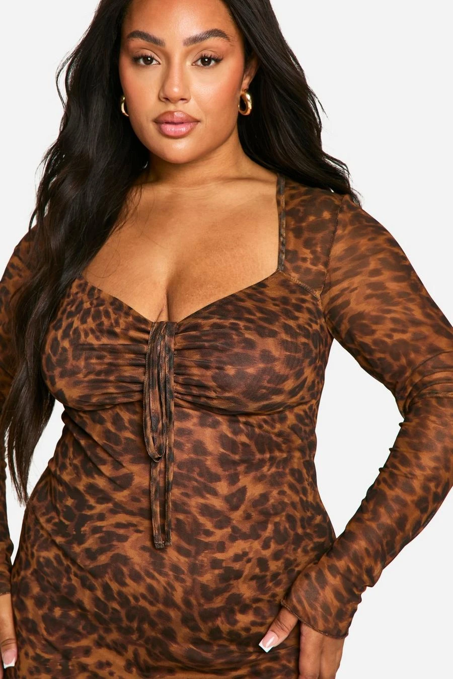 BOOHOO Plus Leopard Mesh Maxi Dress 4 BOOHOO Plus Leopard Mesh Maxi Dress - Image 4