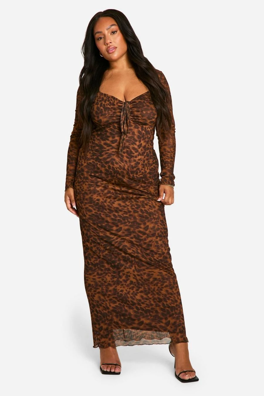 BOOHOO Plus Leopard Mesh Maxi Dress 1 BOOHOO Plus Leopard Mesh Maxi Dress