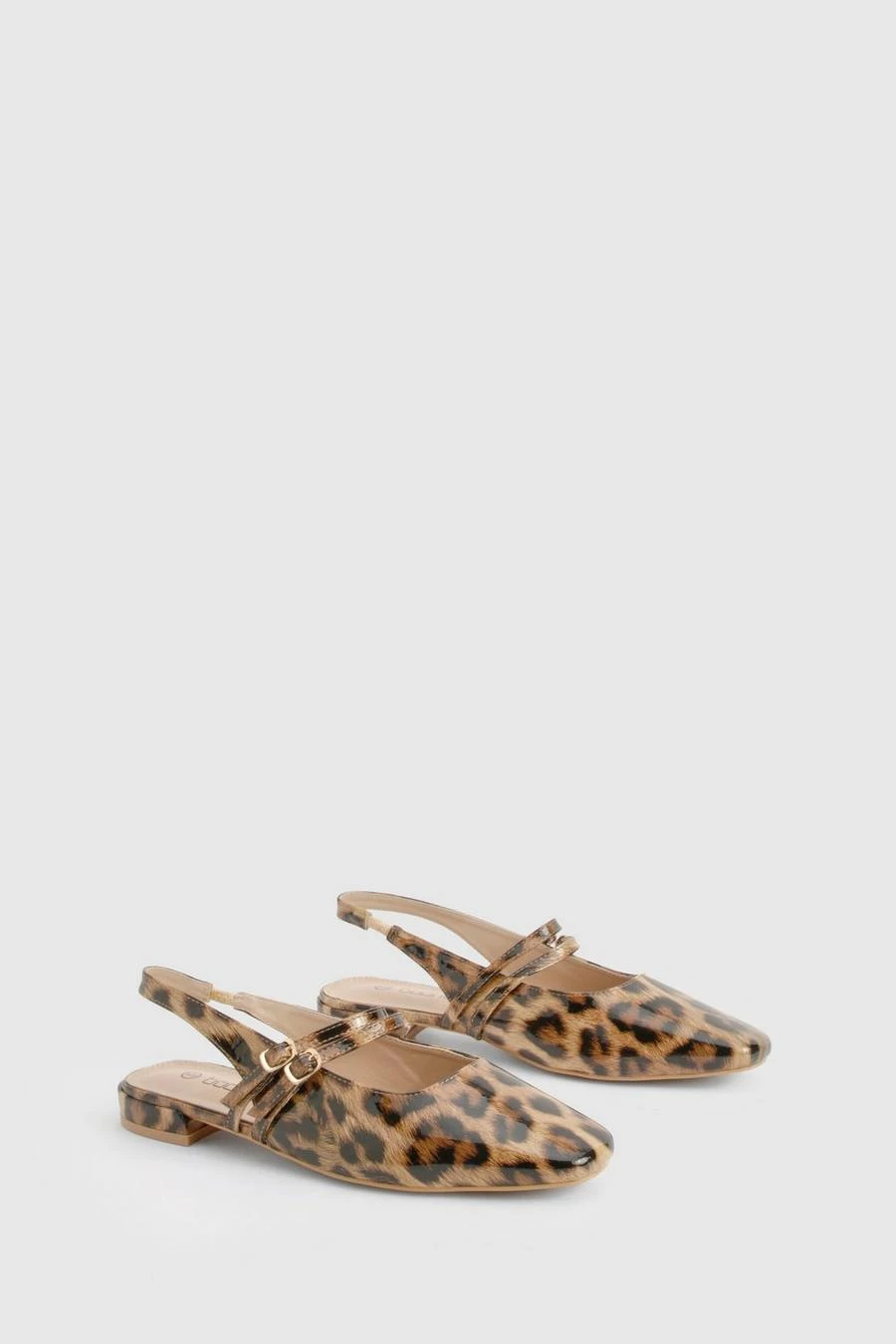 BOOHOO Wide Fit Leopard Patent Double Strap Mary Jane Ballets 2 BOOHOO Wide Fit Leopard Patent Double Strap Mary Jane Ballets - Image 2