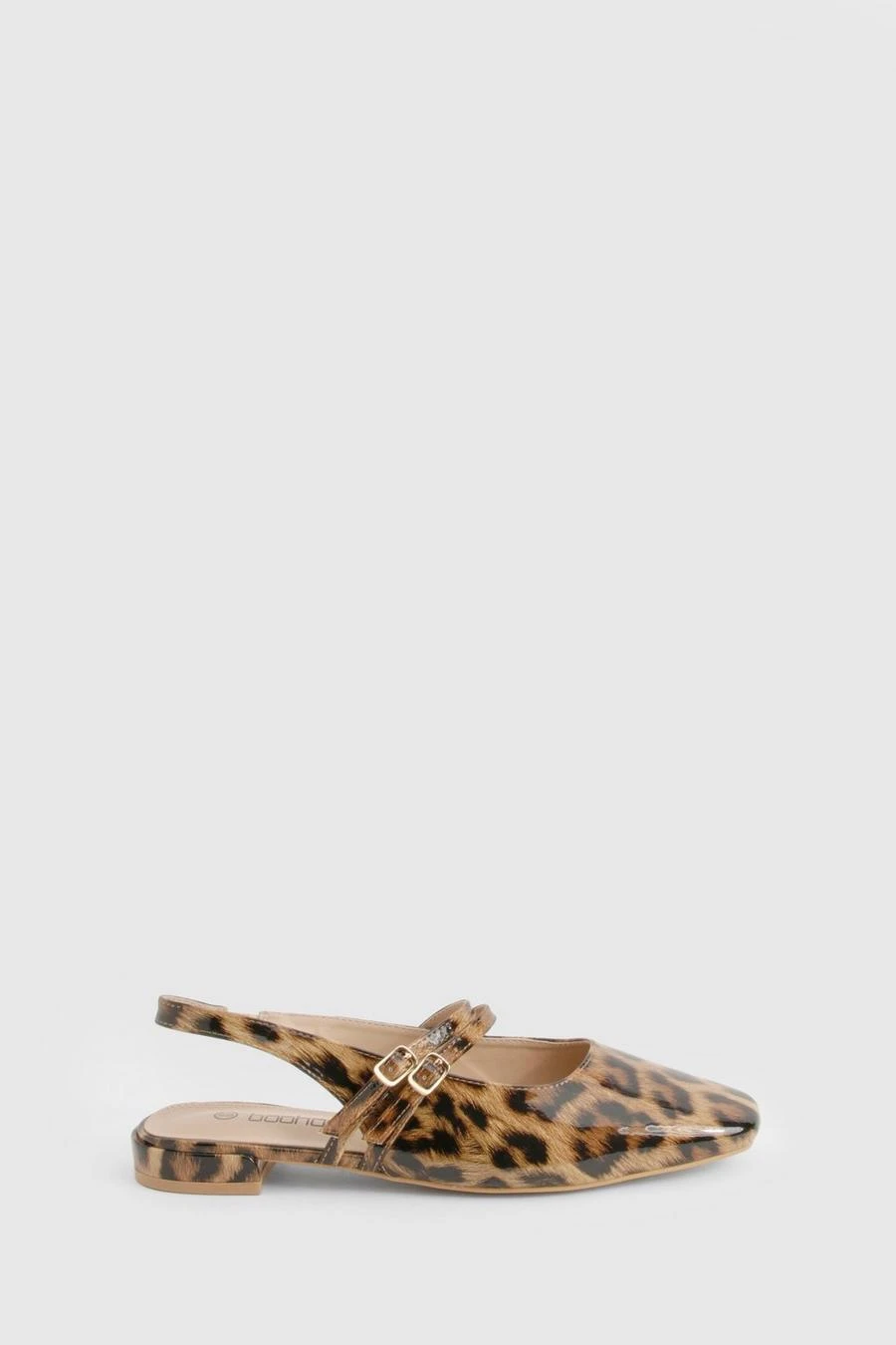 BOOHOO Wide Fit Leopard Patent Double Strap Mary Jane Ballets 3 BOOHOO Wide Fit Leopard Patent Double Strap Mary Jane Ballets - Image 3