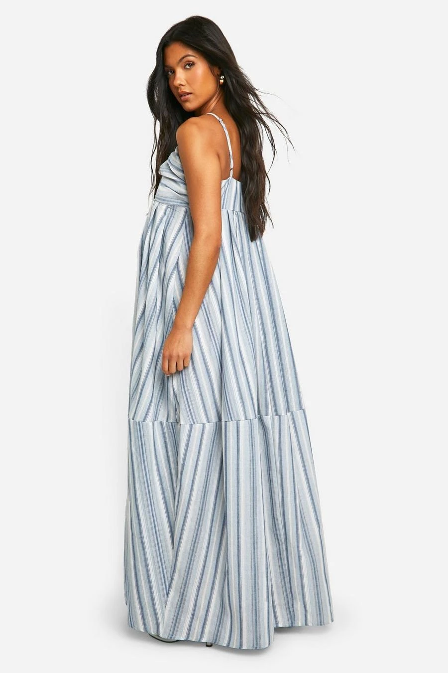 BOOHOO Maternity Linen Look Striped Strappy Maxi Dress 2 BOOHOO Maternity Linen Look Striped Strappy Maxi Dress - Image 2