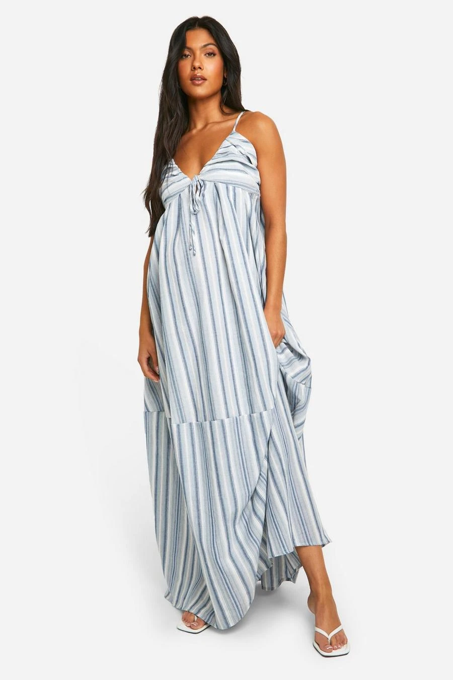 BOOHOO Maternity Linen Look Striped Strappy Maxi Dress 3 BOOHOO Maternity Linen Look Striped Strappy Maxi Dress - Image 3