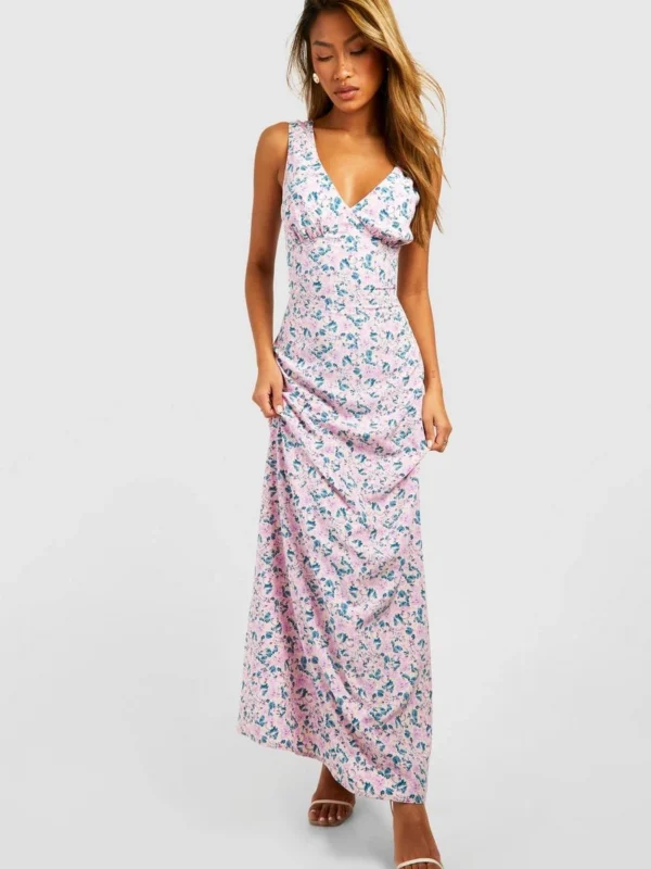 Outlet 6 Outlet -BamBam Fashion Shop female lilac floral plunge maxi dress 2