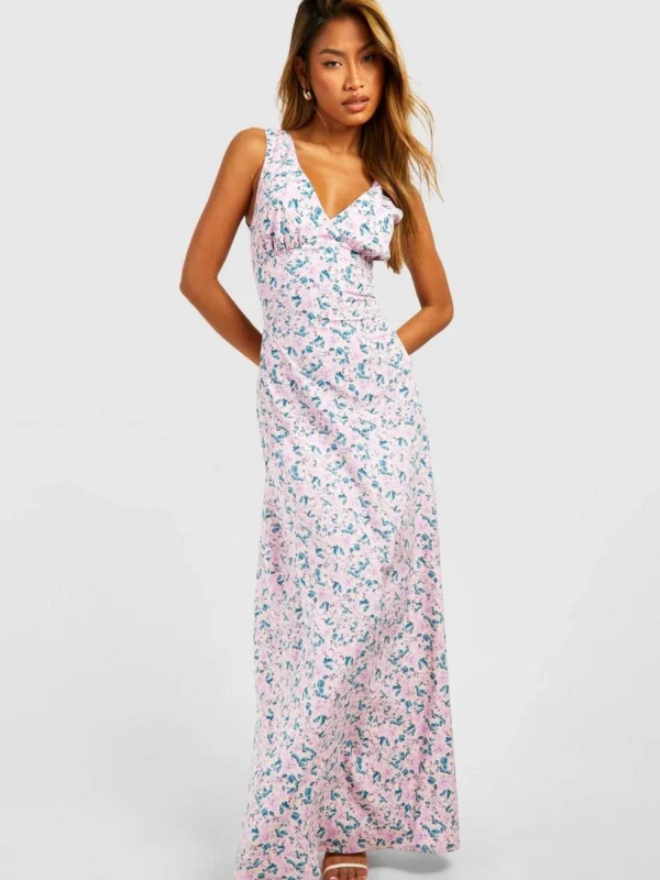 Outlet 4 Outlet -BamBam Fashion Shop female lilac floral plunge maxi dress