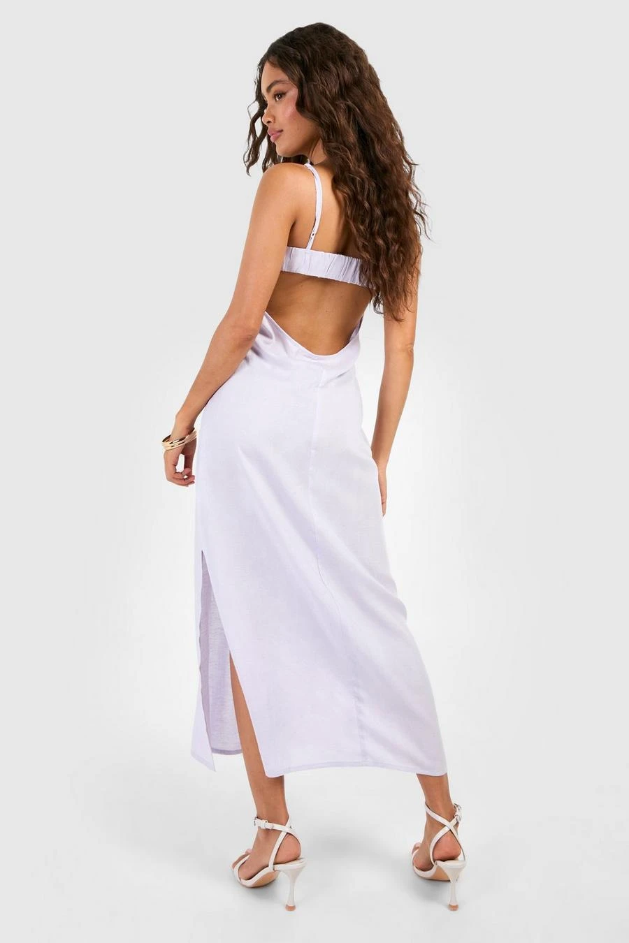 BOOHOO Linen Look Strap Detail Maxi Dress 2 BOOHOO Linen Look Strap Detail Maxi Dress - Image 2