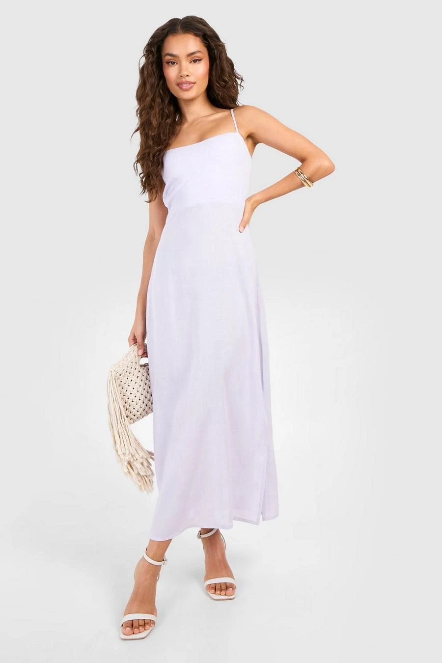 BOOHOO Linen Look Strap Detail Maxi Dress 3 BOOHOO Linen Look Strap Detail Maxi Dress - Image 3