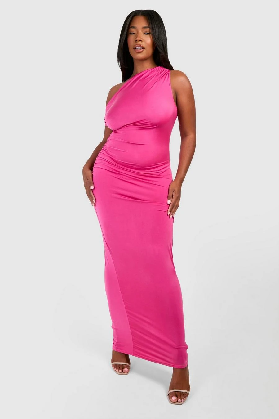 BOOHOO Plus Twisted Ring Detail Off The Shoulder Asymmetric Maxi Dress 3 BOOHOO Plus Twisted Ring Detail Off The Shoulder Asymmetric Maxi Dress - Image 3